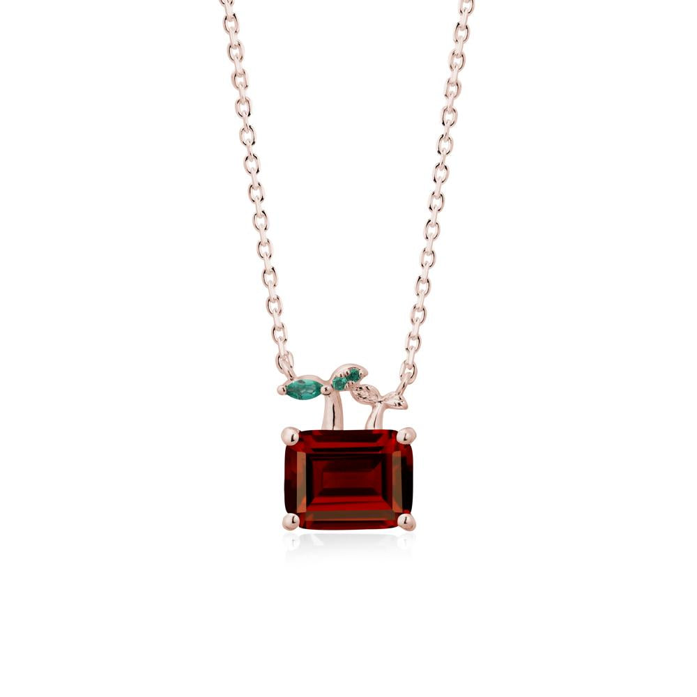 Nature Inspired Garnet and Emerald Pendant Necklace - LUO Jewelry #metal_14k rose gold