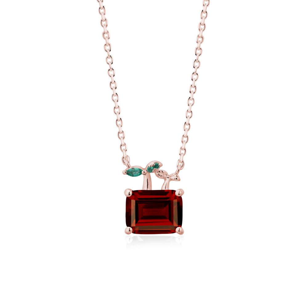 Nature Inspired Garnet and Emerald Pendant Necklace - LUO Jewelry #metal_18k rose gold