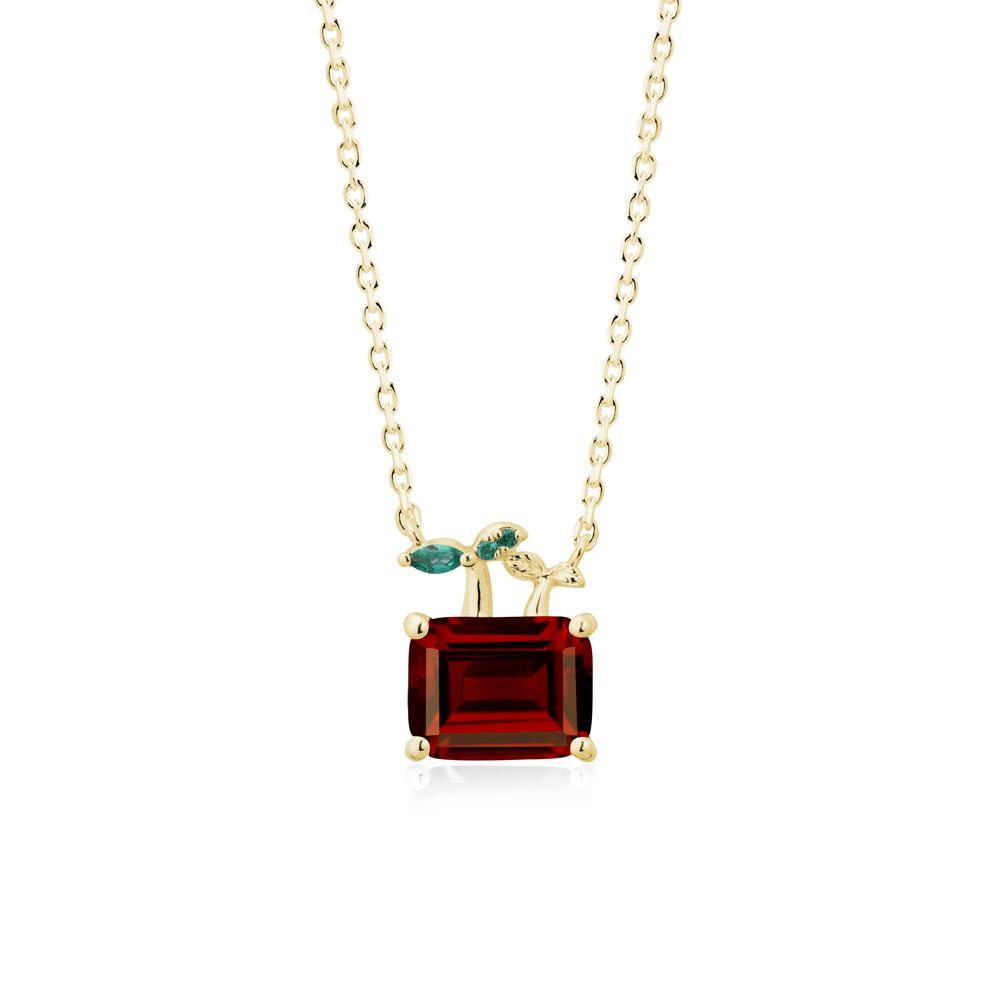 Nature Inspired Garnet and Emerald Pendant Necklace - LUO Jewelry #metal_18k yellow gold