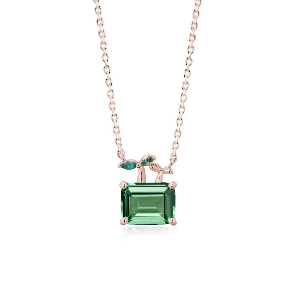 Nature Inspired Green Sapphire and Emerald Pendant Necklace - LUO Jewelry #metal_18k rose gold