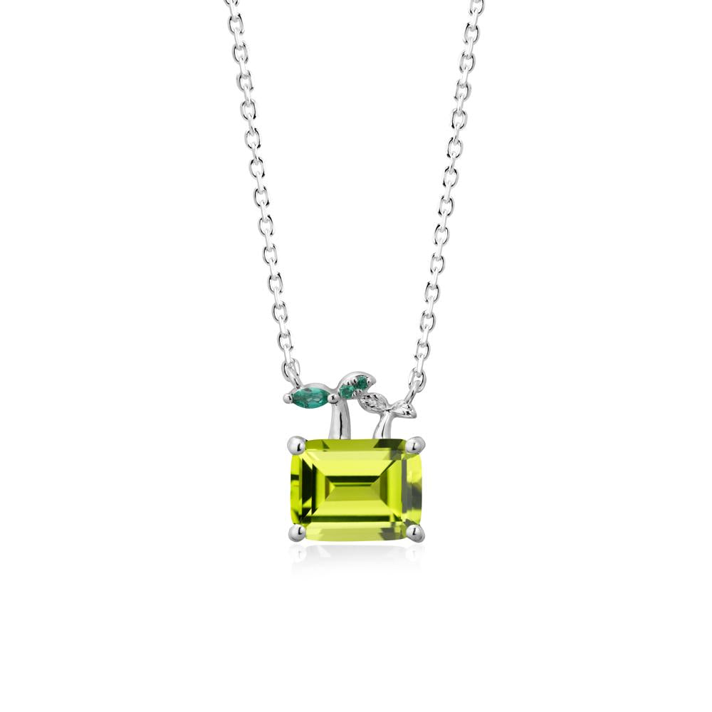 Nature Inspired Peridot and Emerald Pendant Necklace - LUO Jewelry #metal_14k white gold