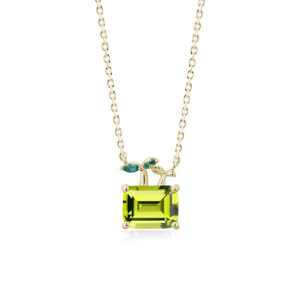 Nature Inspired Peridot and Emerald Pendant Necklace - LUO Jewelry #metal_14k yellow gold