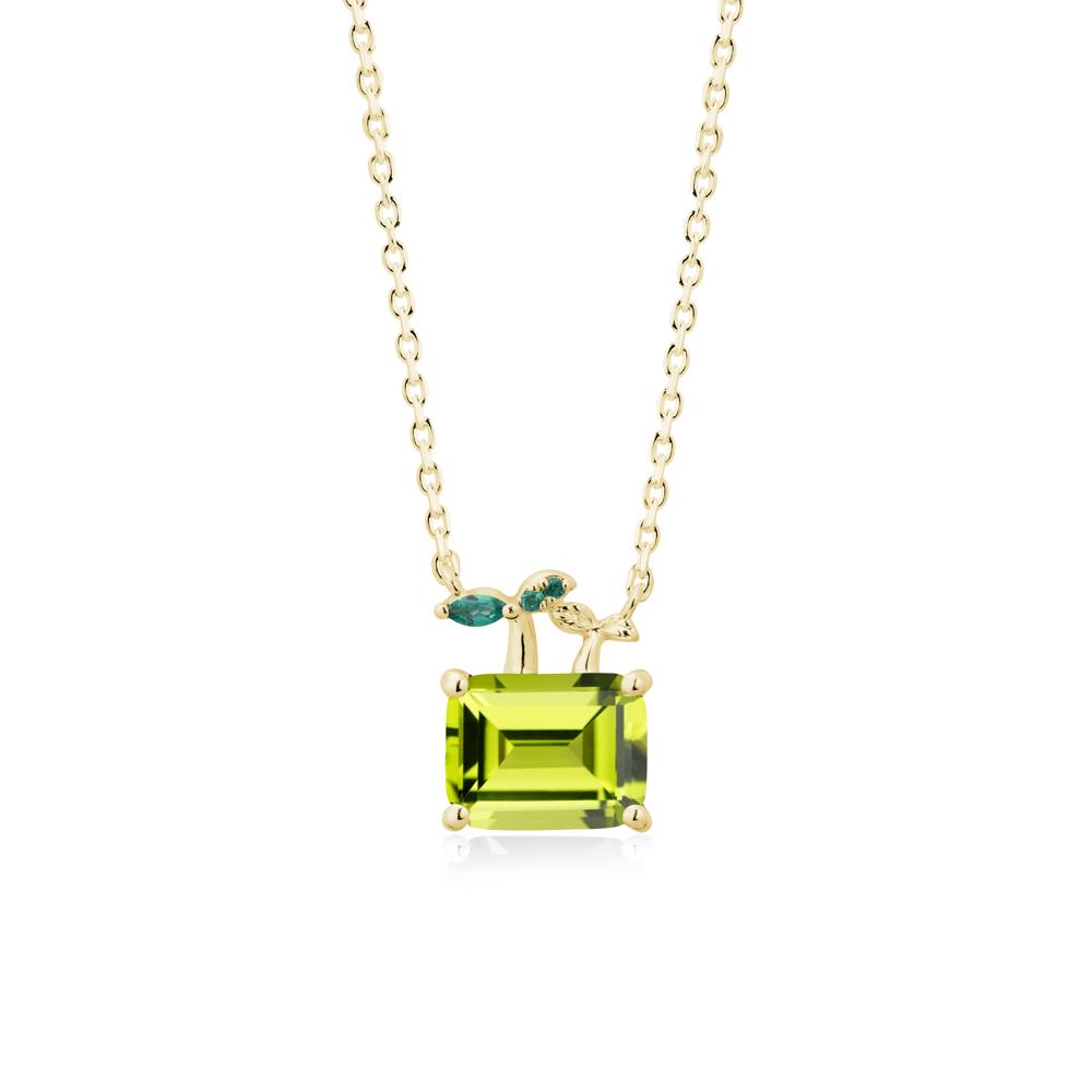 Nature Inspired Peridot and Emerald Pendant Necklace - LUO Jewelry #metal_18k yellow gold