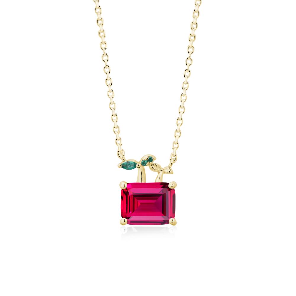 Emerald Cut Ruby and Emerald Sprout Necklace - LUO Jewelry #metal_18k yellow gold
