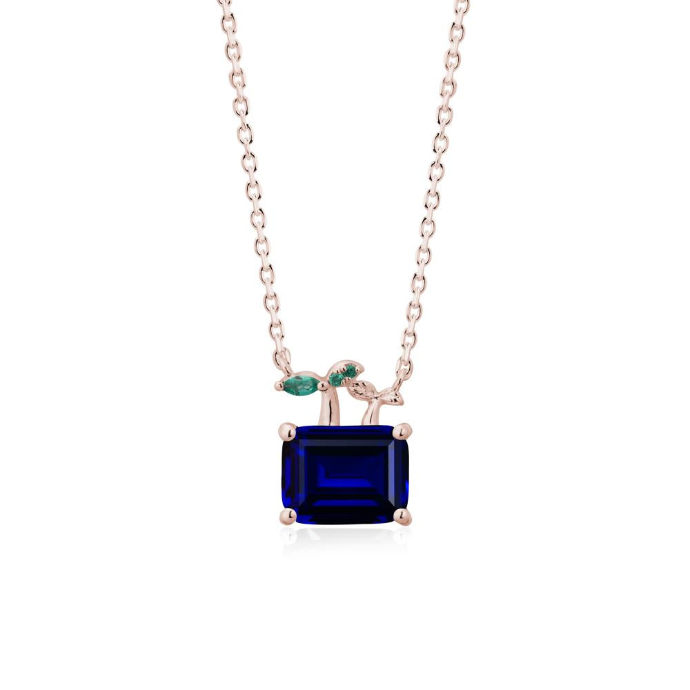 Nature Inspired Sapphire and Emerald Pendant Necklace - LUO Jewelry #metal_14k rose gold