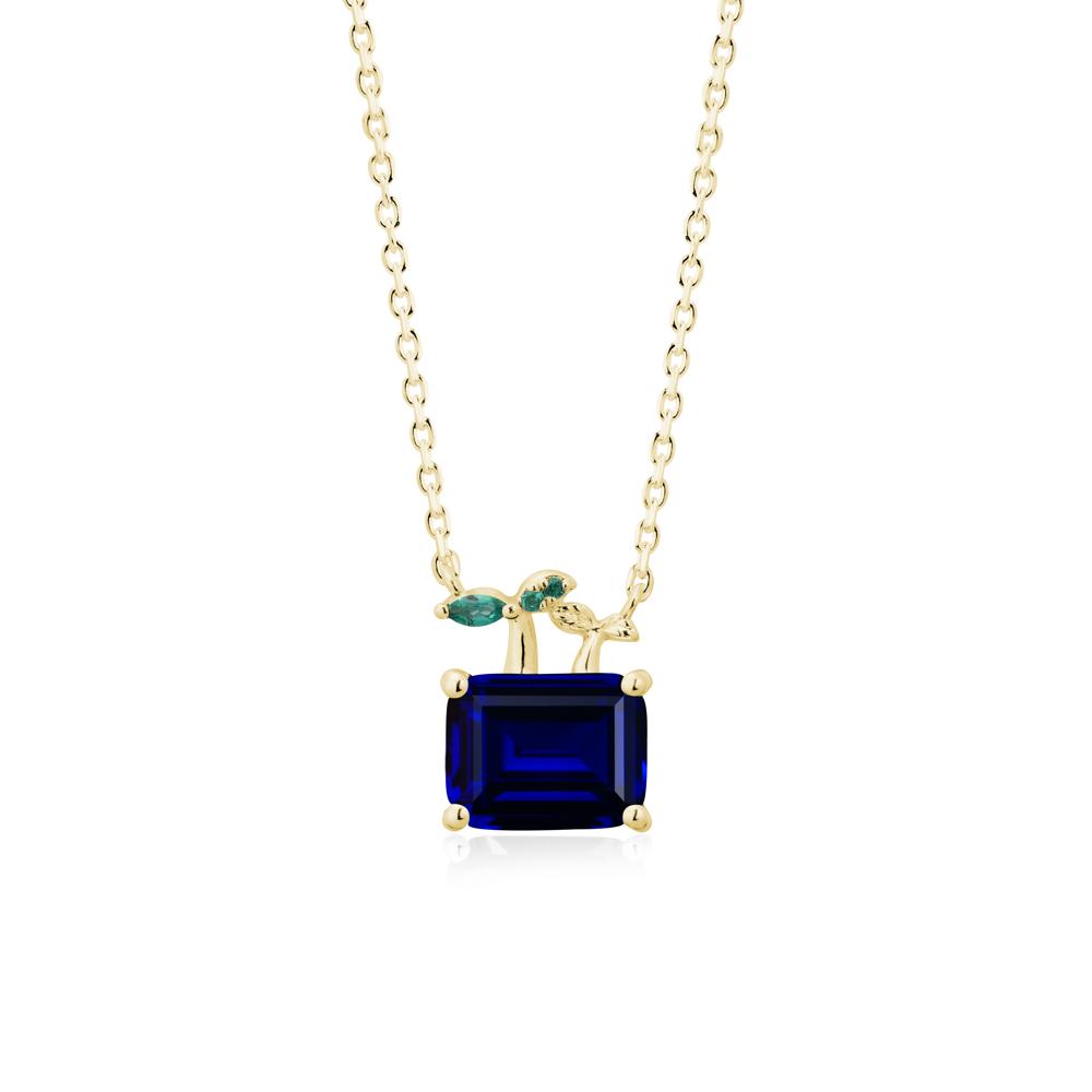 Nature Inspired Sapphire and Emerald Pendant Necklace - LUO Jewelry #metal_18k yellow gold