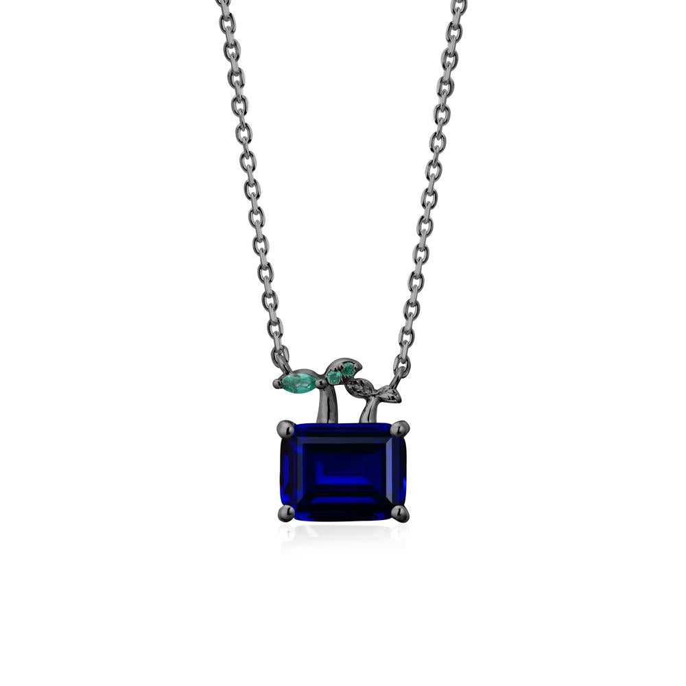 Nature Inspired Sapphire and Emerald Pendant Necklace - LUO Jewelry #metal_black finish sterling silver