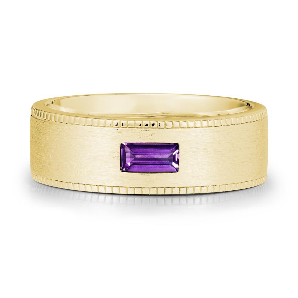 Wide Band Baguette Amethyst Ring - LUO Jewelry #metal_18k yellow gold