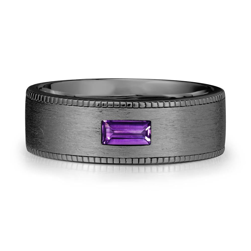 Wide Band Baguette Amethyst Ring - LUO Jewelry #metal_black finish sterling silver