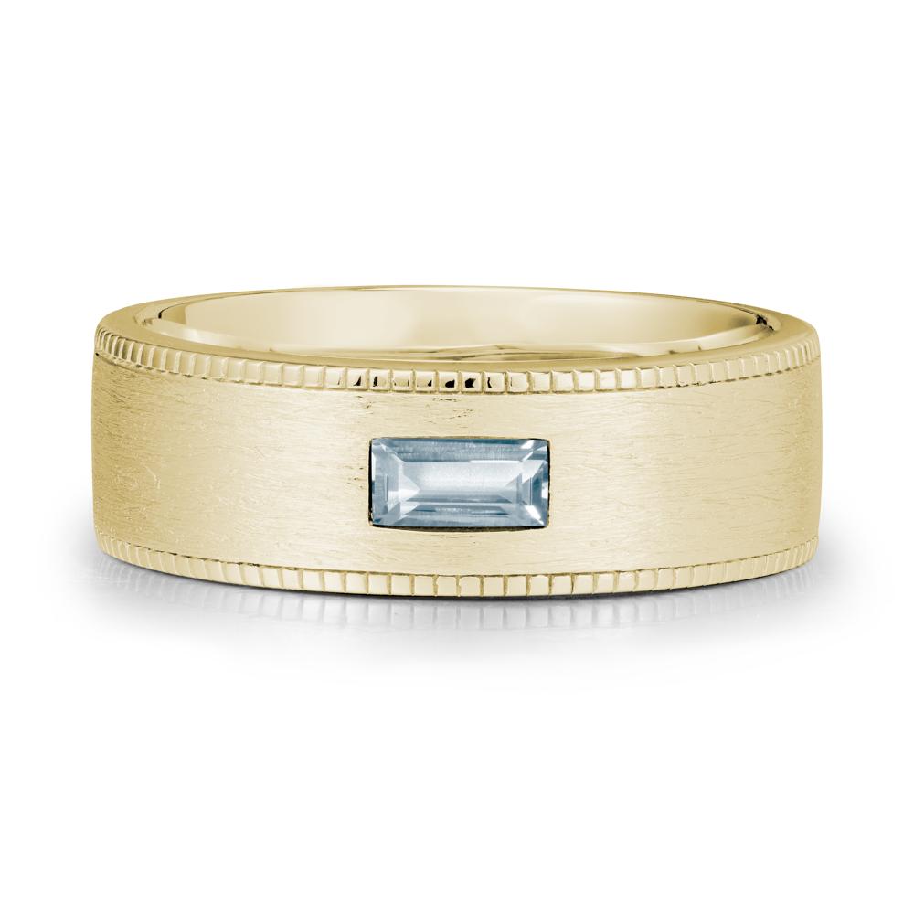 Baguette Aquamarine Ring for Men - LUO Jewelry #metal_14k yellow gold