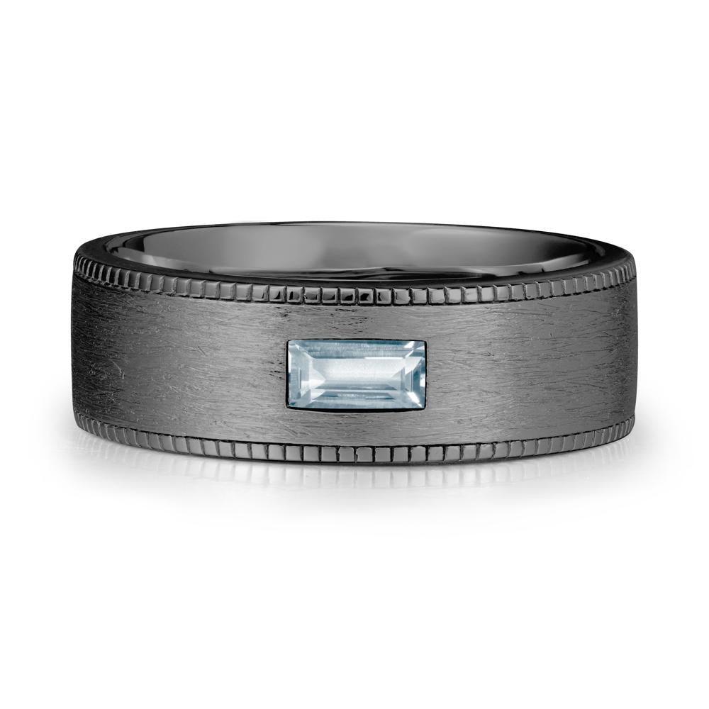 Baguette Aquamarine Ring for Men - LUO Jewelry #metal_black finish sterling silver