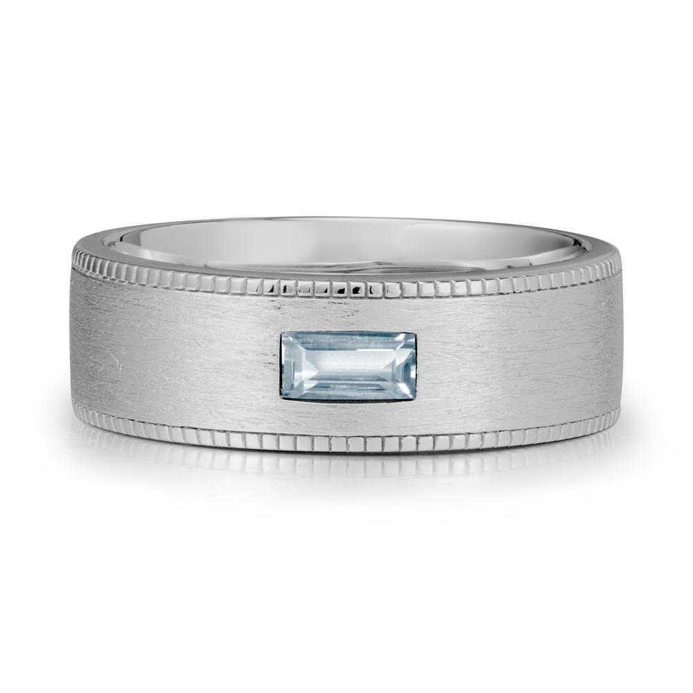 Baguette Aquamarine Ring for Men - LUO Jewelry #metal_platinum