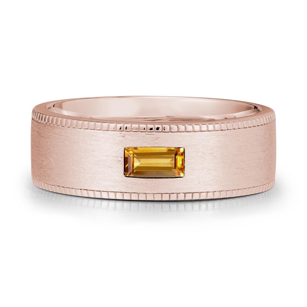 Brushed Finish Baguette Citrine Ring - LUO Jewelry #metal_14k rose gold