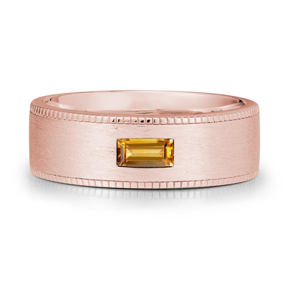 Brushed Finish Baguette Citrine Ring - LUO Jewelry #metal_18k rose gold