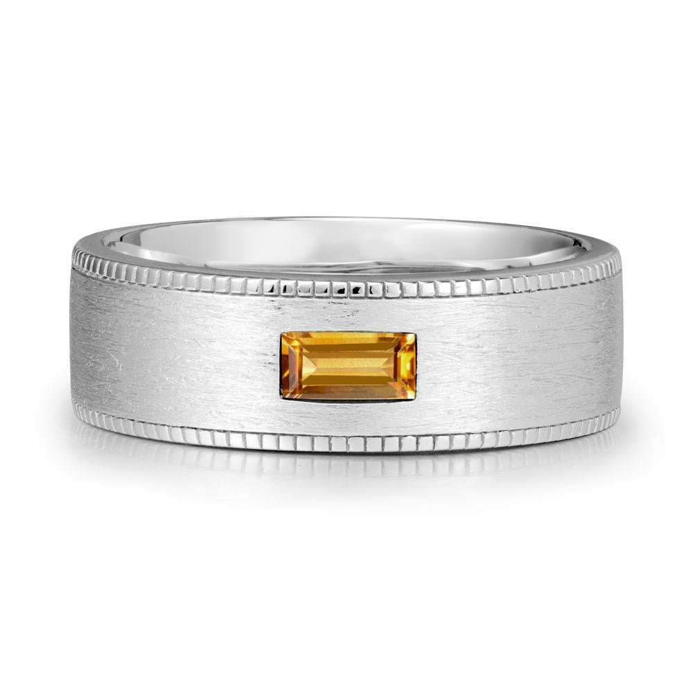 Brushed Finish Baguette Citrine Ring - LUO Jewelry #metal_18k white gold