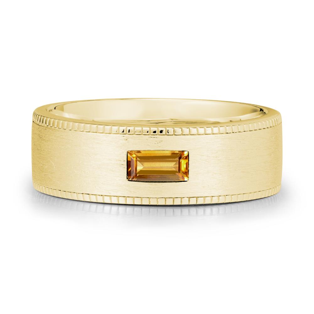 Brushed Finish Baguette Citrine Ring - LUO Jewelry #metal_18k yellow gold