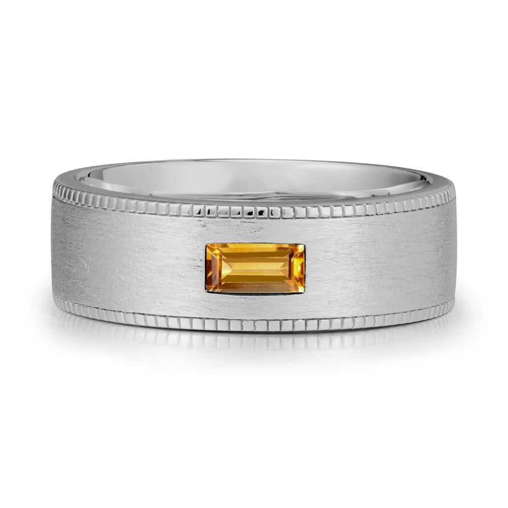 Brushed Finish Baguette Citrine Ring - LUO Jewelry #metal_platinum