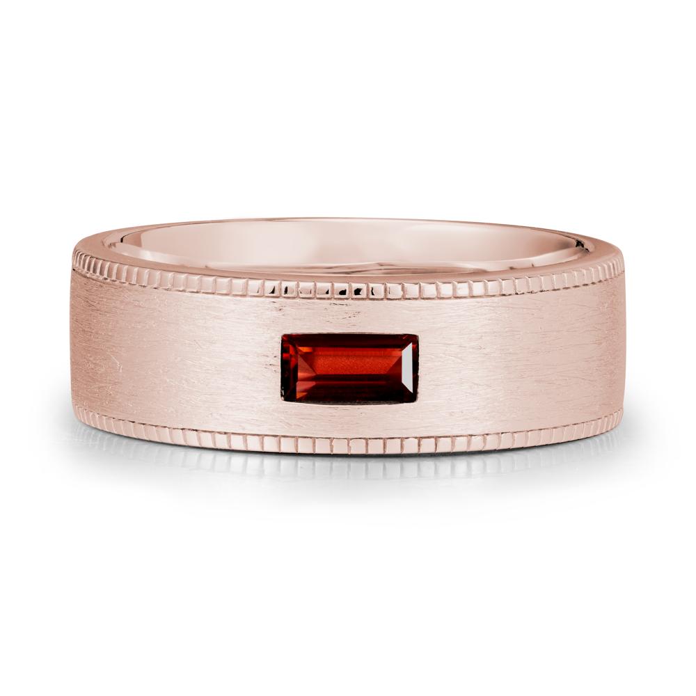 Brushed Finish Baguette Garnet Ring - LUO Jewelry #metal_14k rose gold