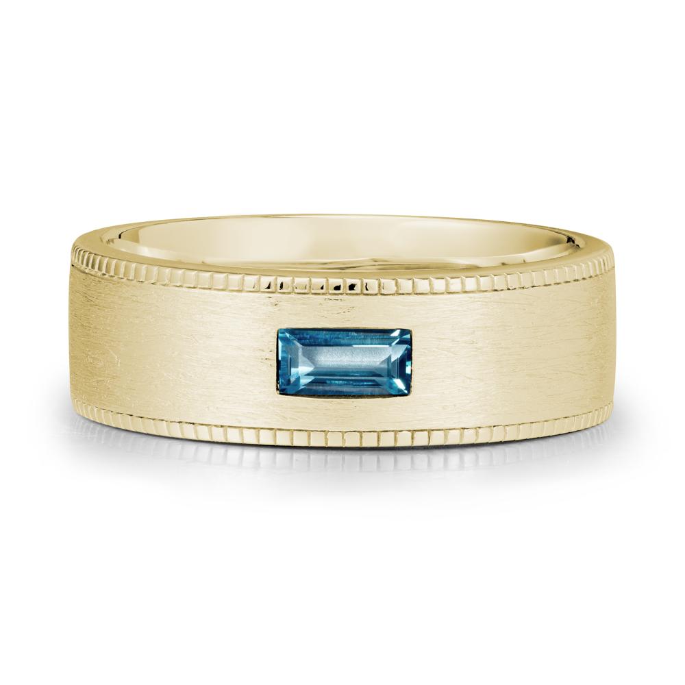 Wide Band Baguette London Blue Topaz Ring - LUO Jewelry #metal_14k yellow gold