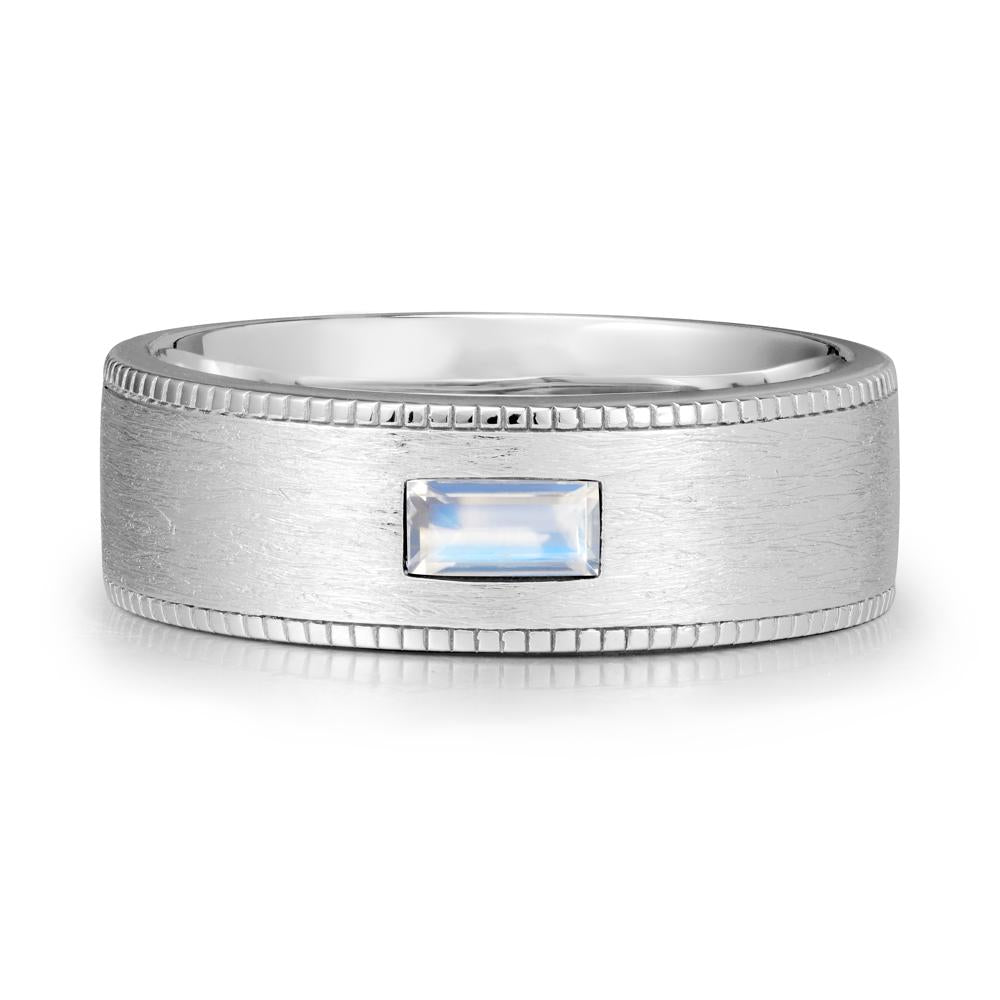 Baguette Moonstone Ring for Men - LUO Jewelry #metal_18k white gold