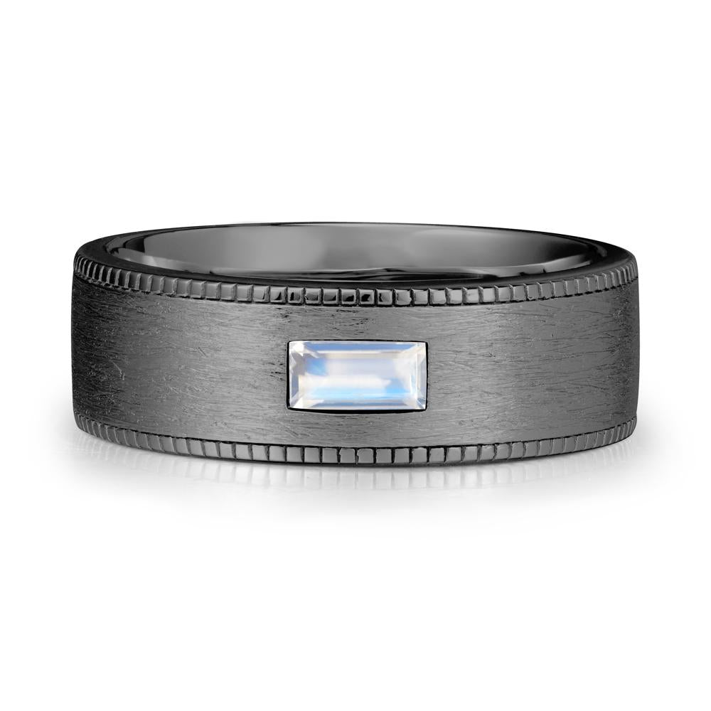 Baguette Moonstone Ring for Men - LUO Jewelry #metal_black finish sterling silver