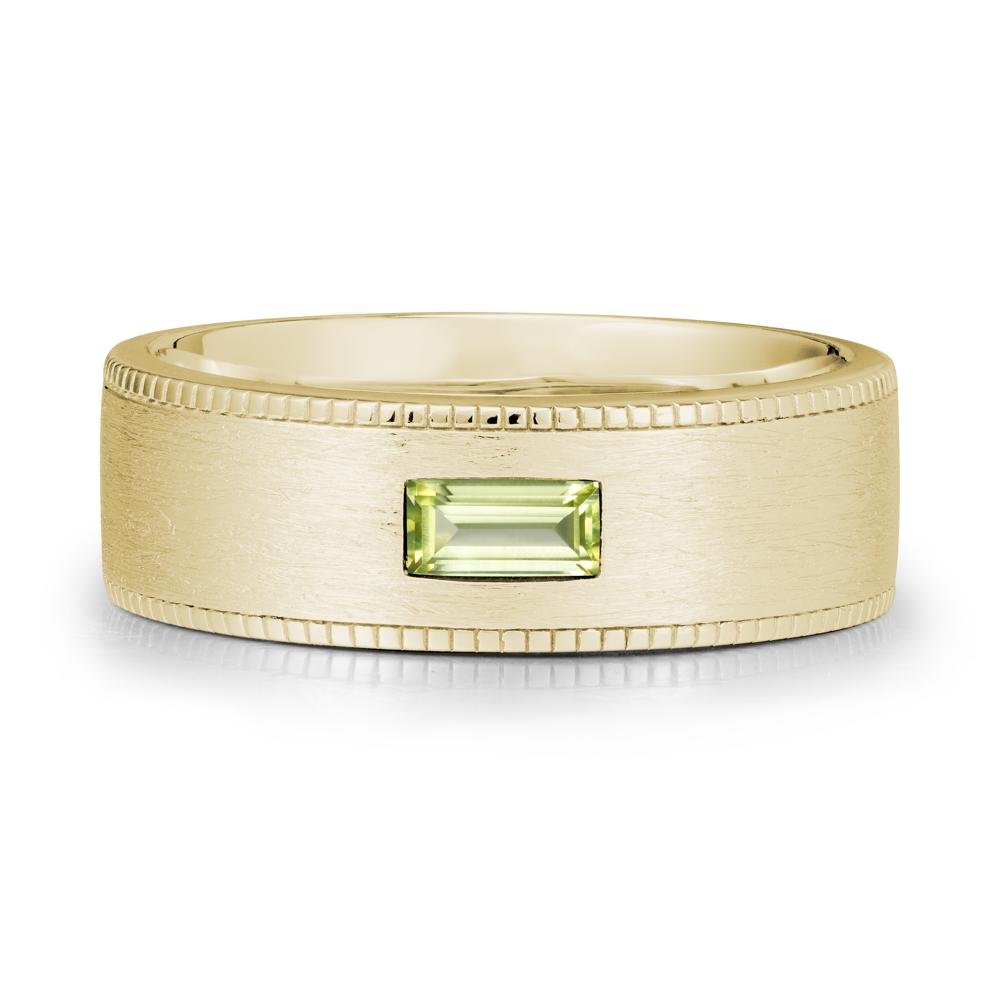 Brushed Finish Baguette Peridot Ring - LUO Jewelry #metal_14k yellow gold