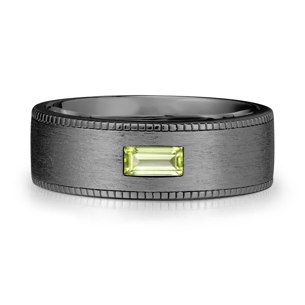 Brushed Finish Baguette Peridot Ring - LUO Jewelry #metal_black finish sterling silver