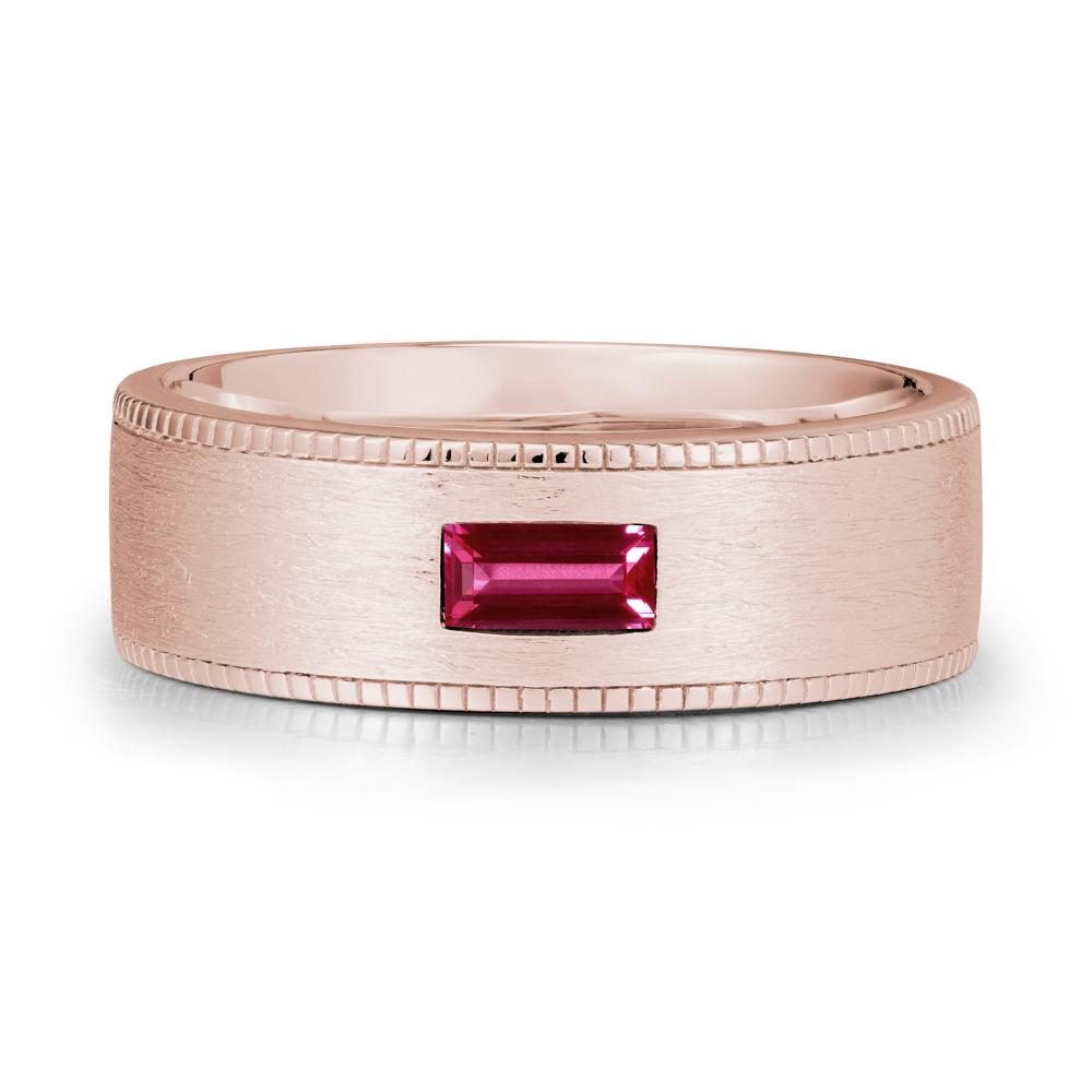 Wide Band Baguette Ruby Ring - LUO Jewelry #metal_14k rose gold