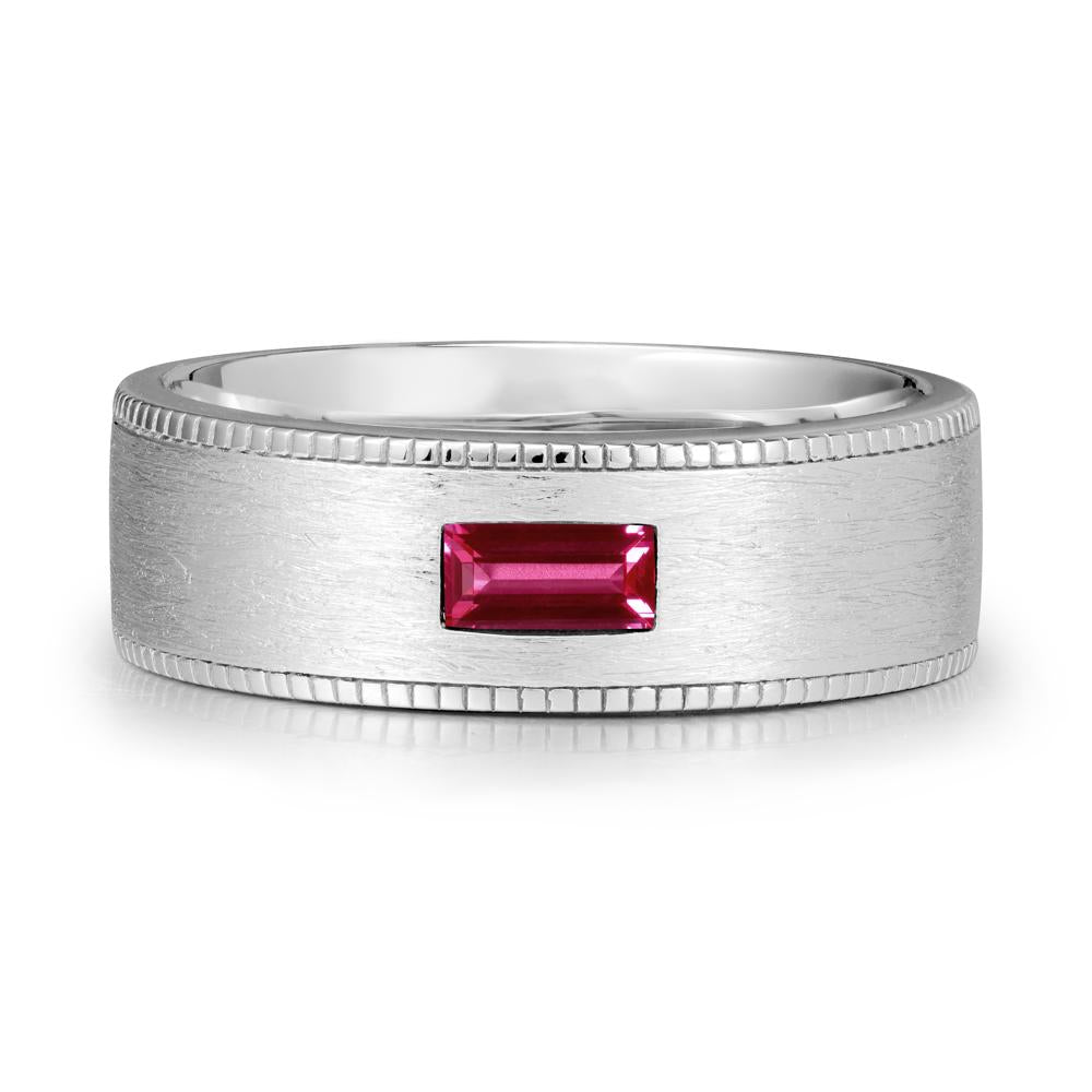 Wide Band Baguette Ruby Ring - LUO Jewelry #metal_18k white gold