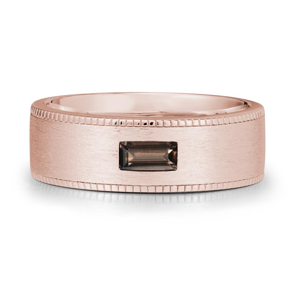 Brushed Finish Baguette Smoky Quartz Ring - LUO Jewelry #metal_14k rose gold