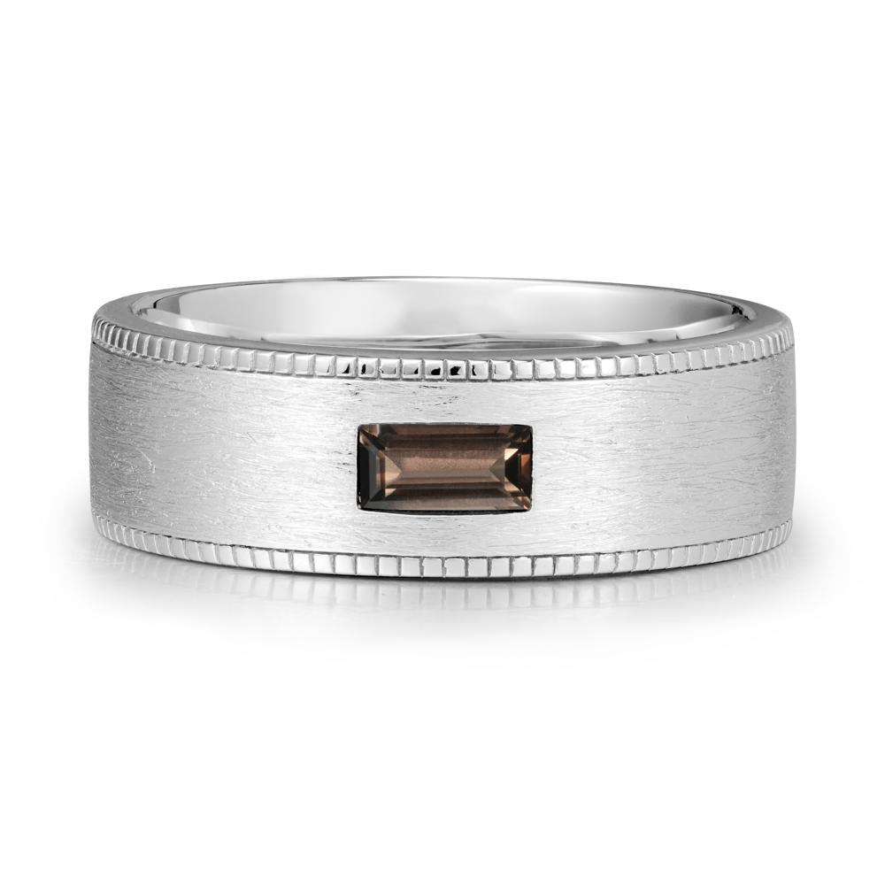 Brushed Finish Baguette Smoky Quartz Ring - LUO Jewelry #metal_18k white gold
