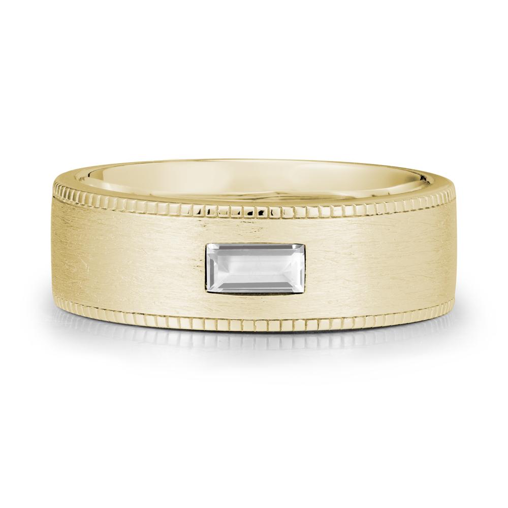 Wide Band Baguette White Topaz Ring - LUO Jewelry #metal_14k yellow gold