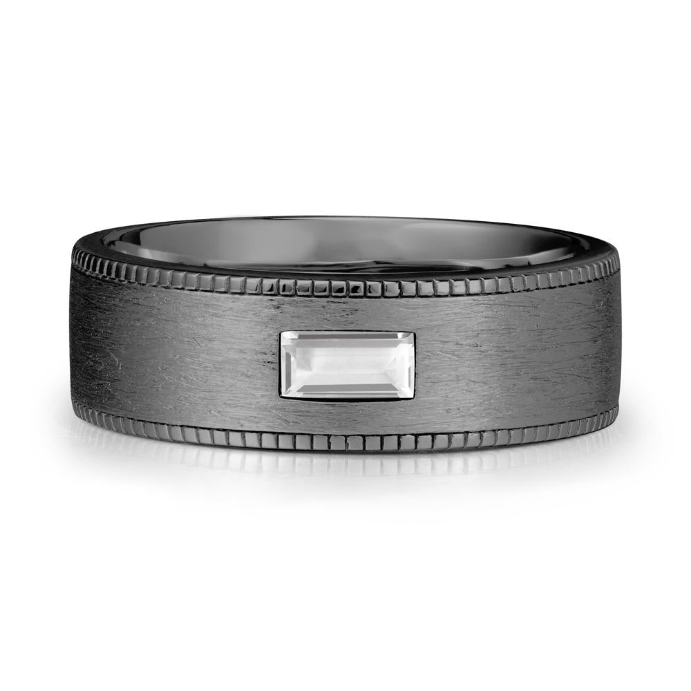 Wide Band Baguette White Topaz Ring - LUO Jewelry #metal_black finish sterling silver