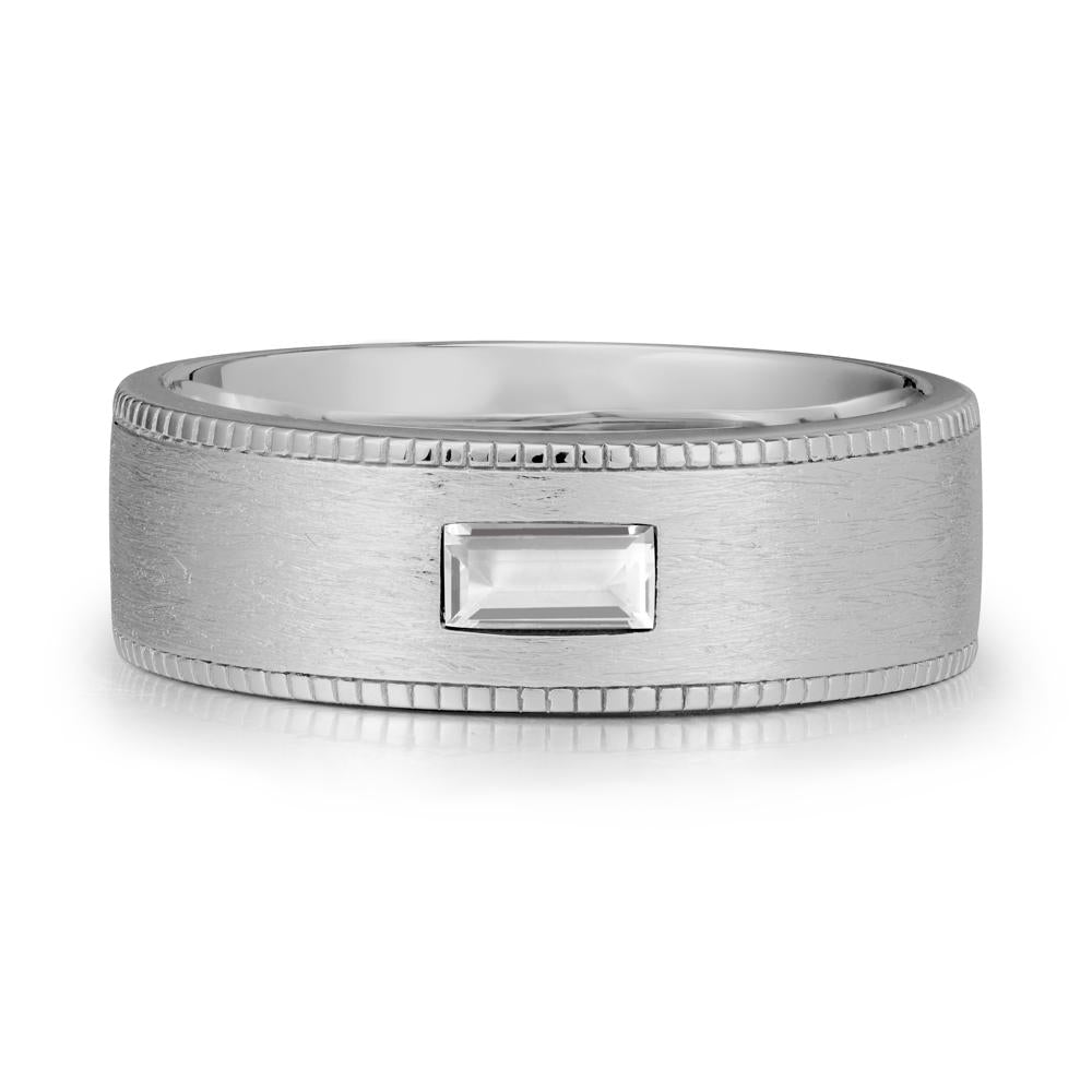 Wide Band Baguette White Topaz Ring - LUO Jewelry #metal_platinum