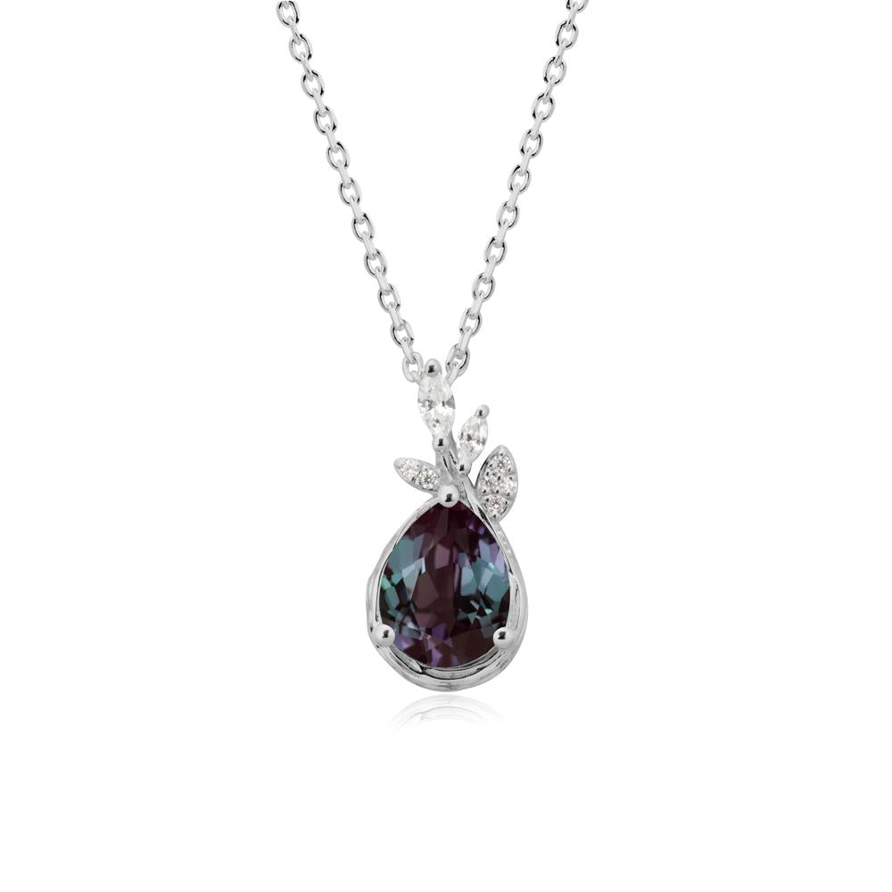 Tear Shaped Alexandrite Leaf Necklace - LUO Jewelry #metal_platinum