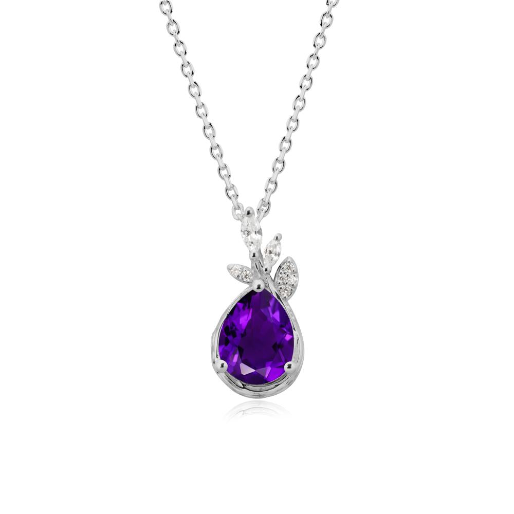 Tree Bark Texture Pear Shaped Amethyst Necklace | LUO