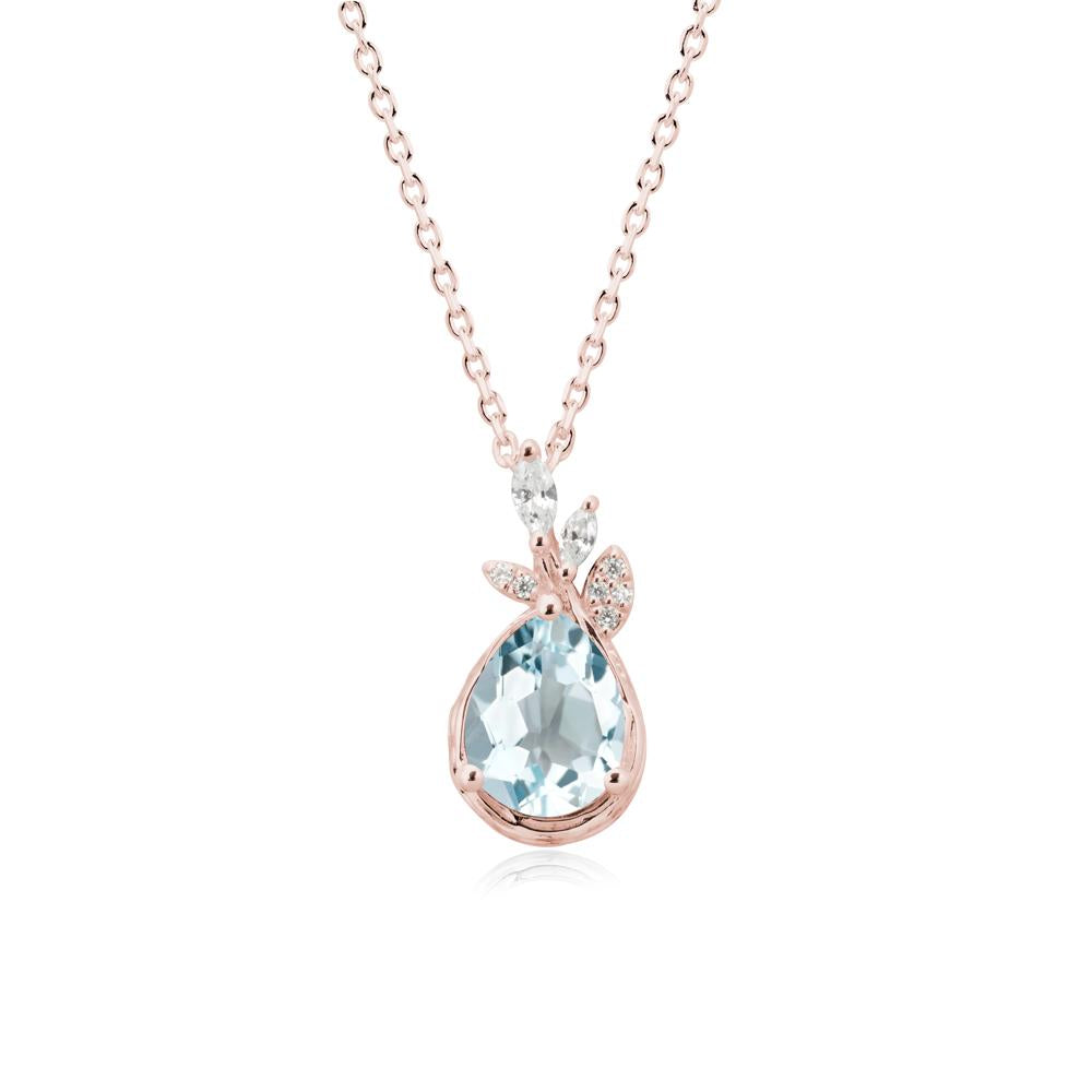 Branches with Leaves Aquamarine Pendant - LUO Jewelry #metal_18k rose gold