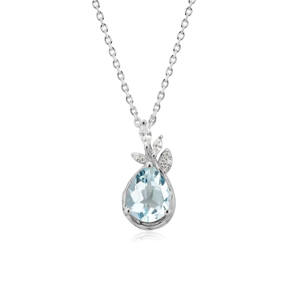 Branches with Leaves Aquamarine Pendant - LUO Jewelry #metal_platinum