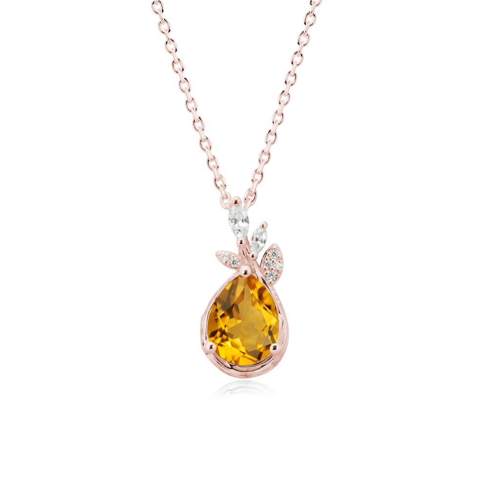 Branches with Leaves Citrine Pendant - LUO Jewelry #metal_18k rose gold
