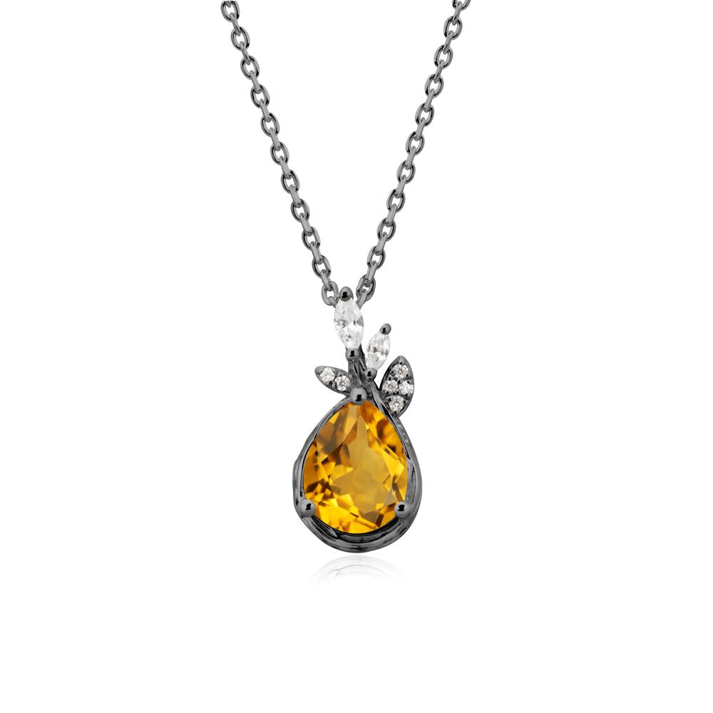 Branches with Leaves Citrine Pendant - LUO Jewelry #metal_black finish sterling silver