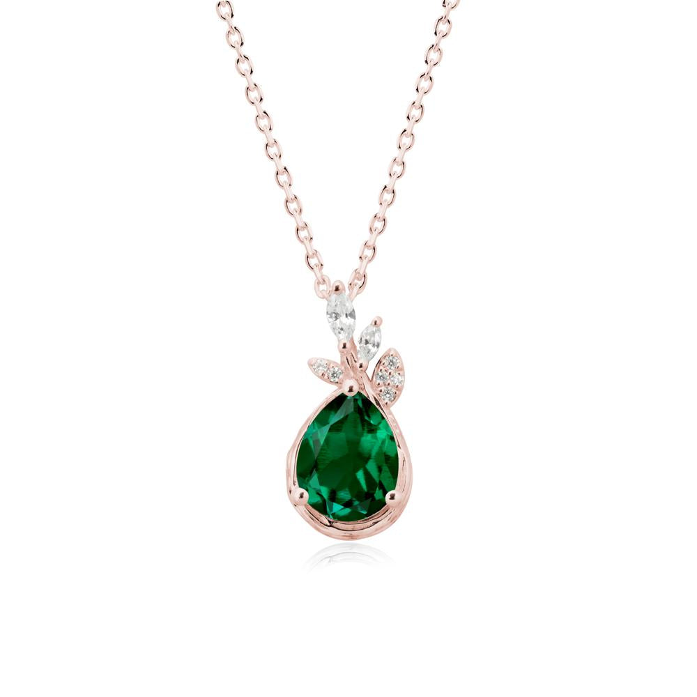 Tear Shaped Emerald Leaf Necklace - LUO Jewelry #metal_18k rose gold