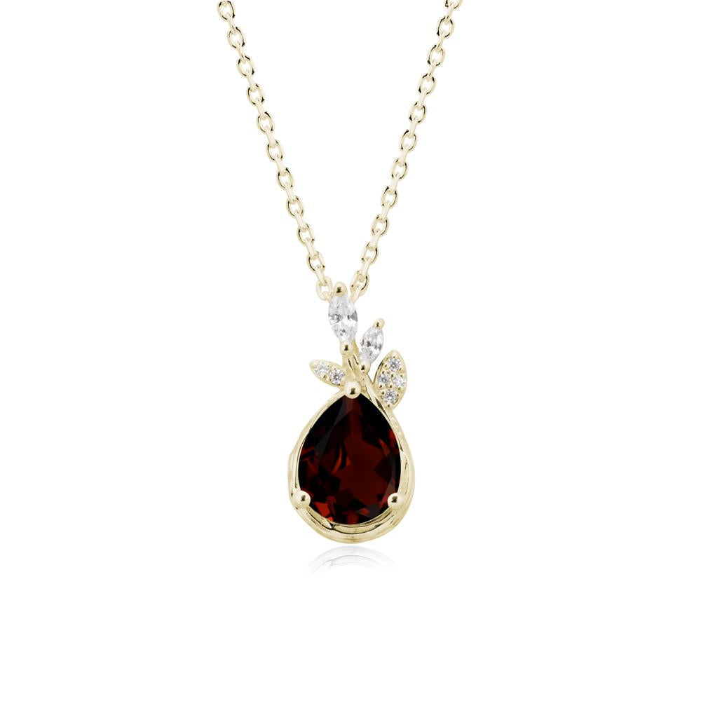 Tree Bark Texture Pear Shaped Garnet Necklace - LUO Jewelry #metal_14k yellow gold