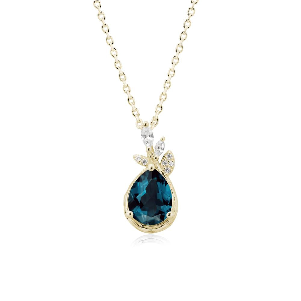 Branches with Leaves London Blue Topaz Pendant - LUO Jewelry #metal_14k yellow gold