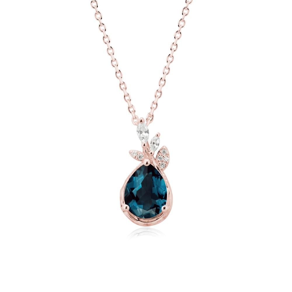 Branches with Leaves London Blue Topaz Pendant - LUO Jewelry #metal_18k rose gold