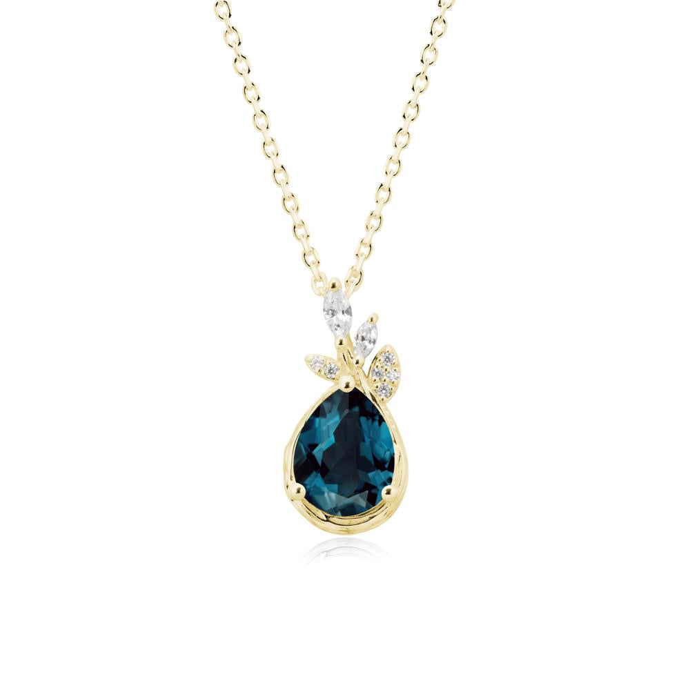 Branches with Leaves London Blue Topaz Pendant - LUO Jewelry #metal_18k yellow gold