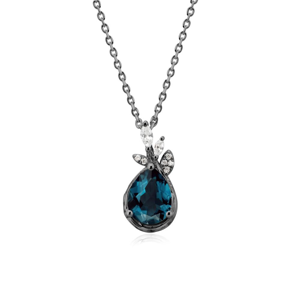 Branches with Leaves London Blue Topaz Pendant - LUO Jewelry #metal_black finish sterling silver