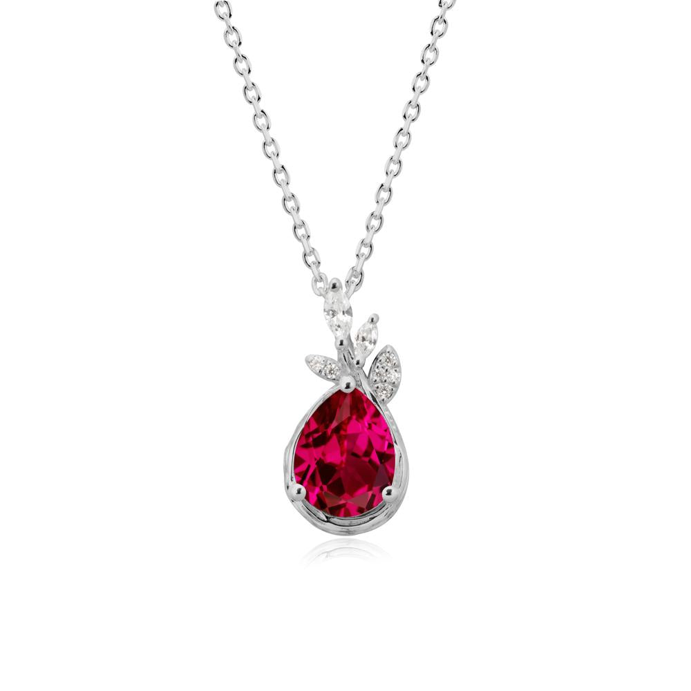 Branches with Leaves Ruby Pendant - LUO Jewelry #metal_platinum