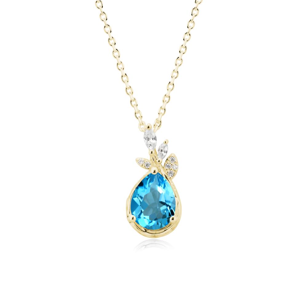 Branches with Leaves Swiss Blue Topaz Pendant - LUO Jewelry #metal_18k yellow gold
