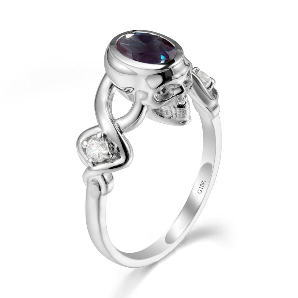 Gothic Skull Alexandrite Ring - LUO Jewelry #metal_18k white gold