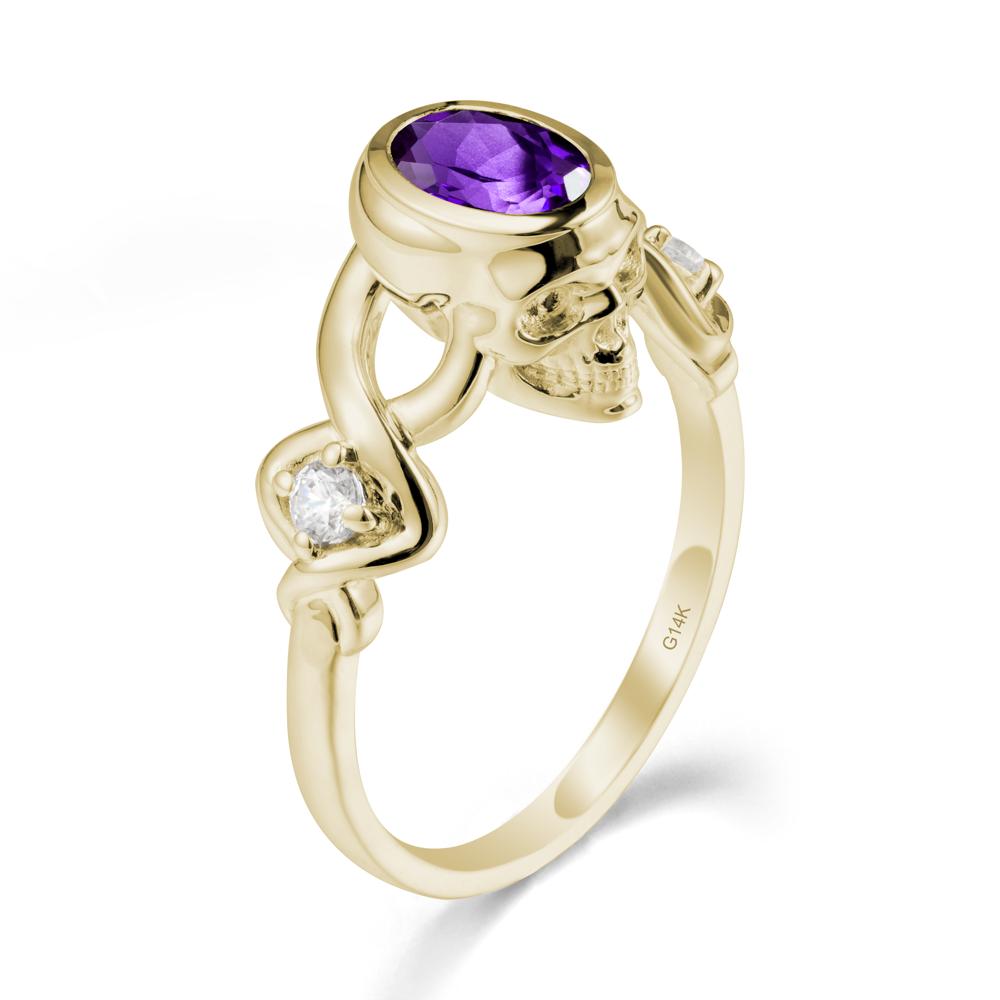 Halloween Skull Oval Amethyst Ring - LUO Jewelry #metal_14k yellow gold